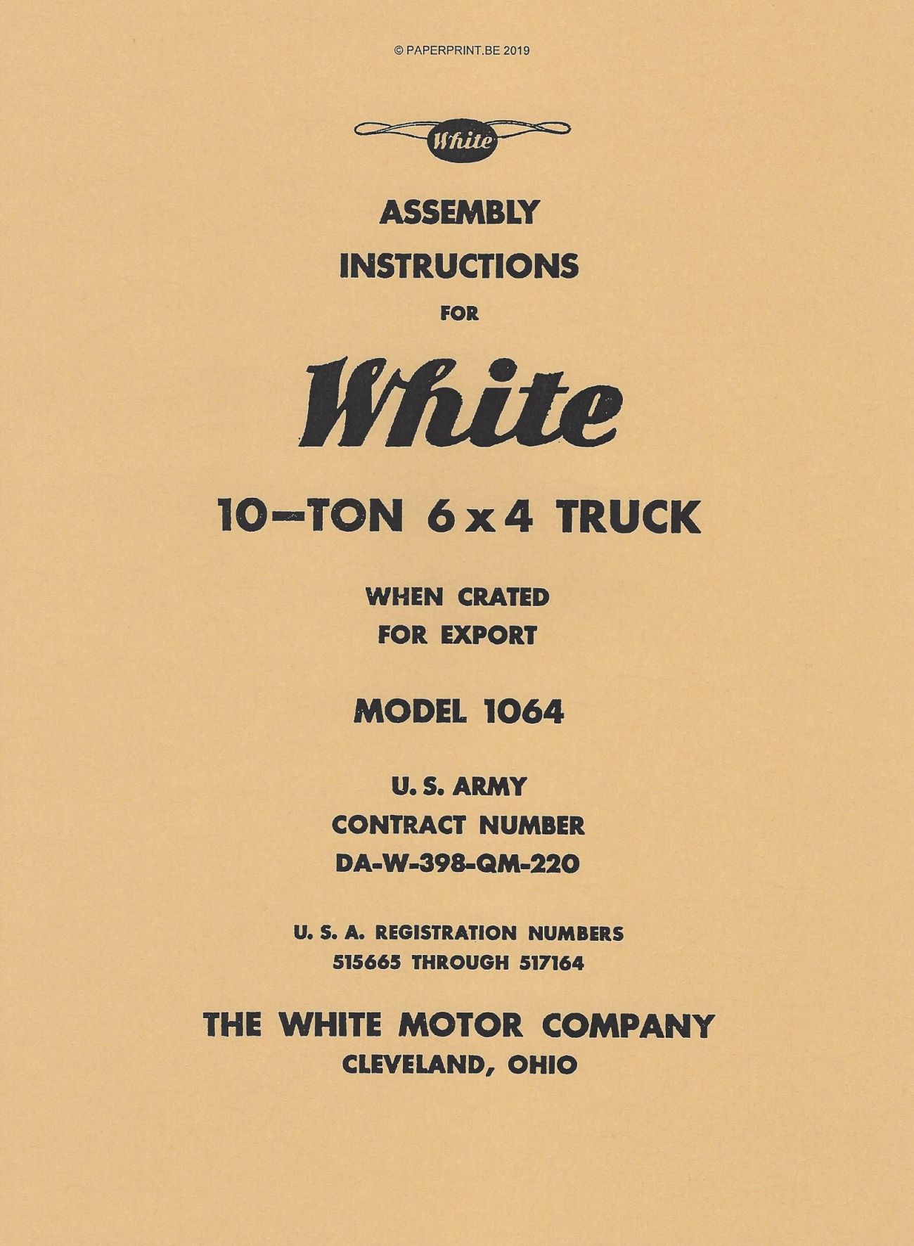 ASSEMBLY INSTRUCTIONS WHITE 6x4 MODEL 1064